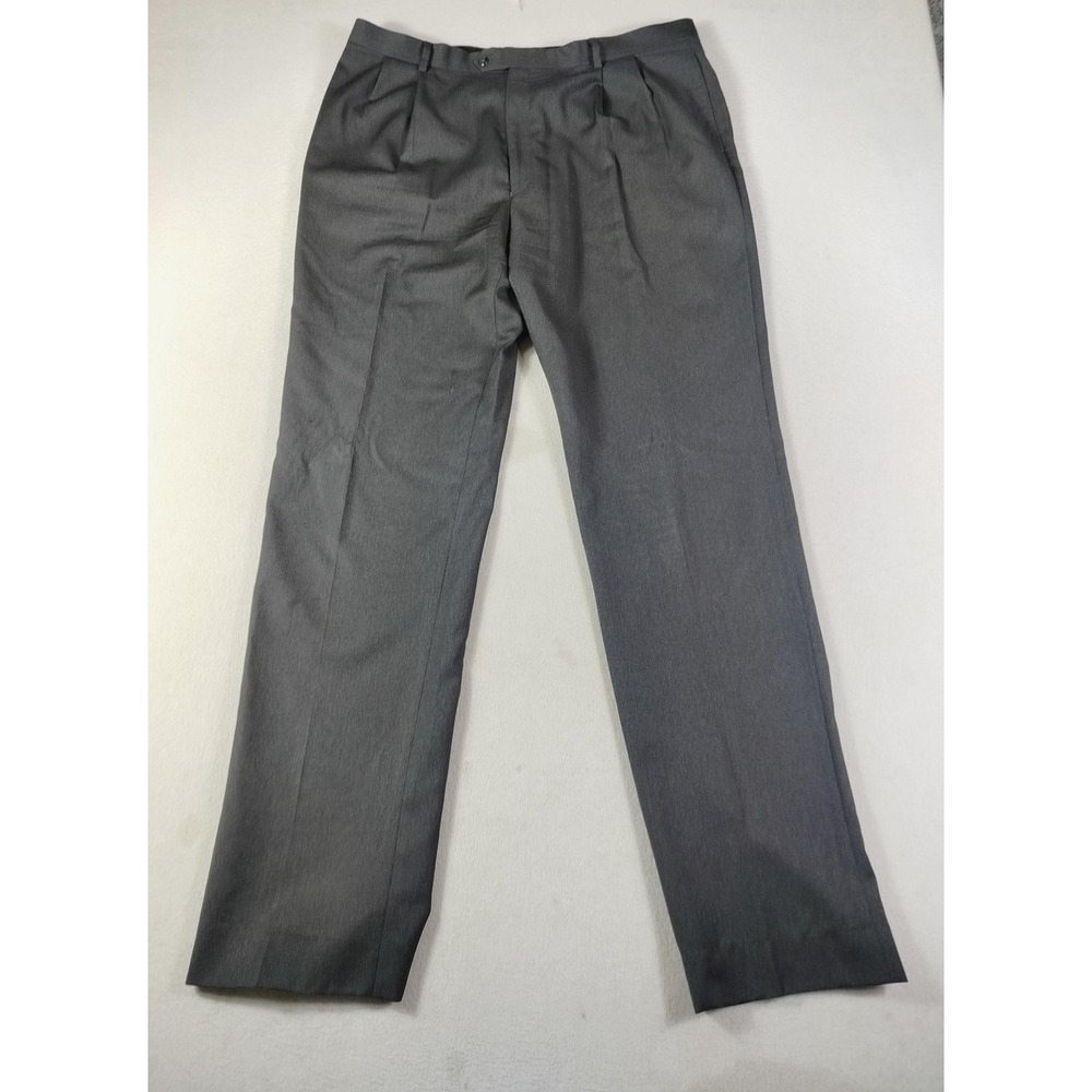 Jos. A. Bank Executive Pants Mens 42x32 Gray Wool Pleated Dress Slacks Office‎